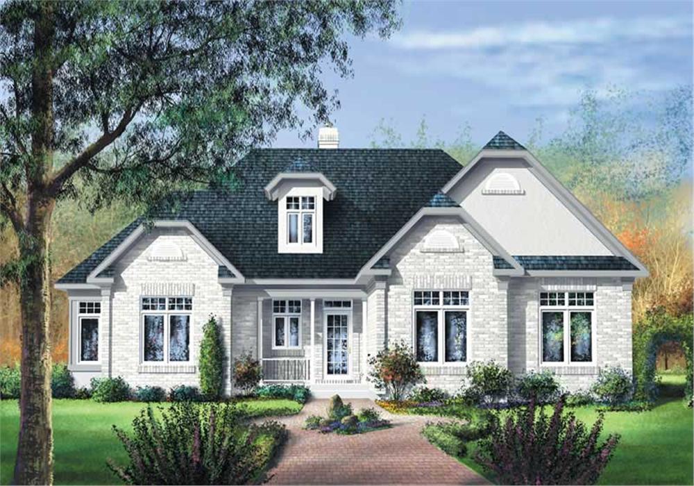Color rendering of Bungalow home plan (ThePlanCollection: House Plan #157-1663)