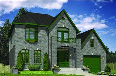 3-Bedroom, 1740 Sq Ft European House Plan - 158-1087 - Front Exterior