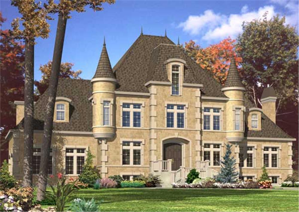 This is a computerized rendering for these Castle House Plans.