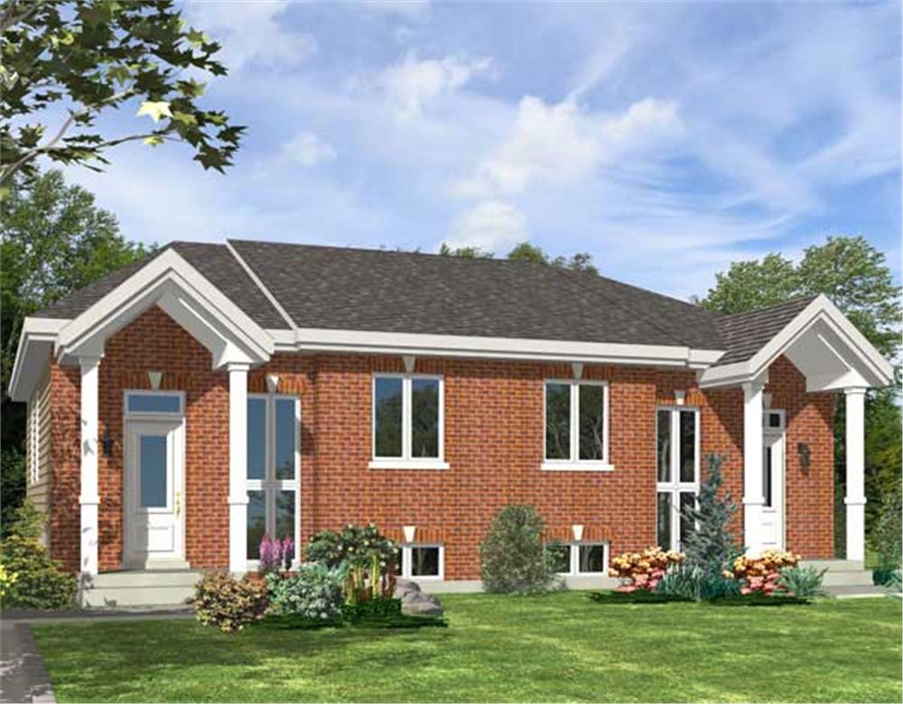 This is a computer rendering for these Multi-Unit House Plans.