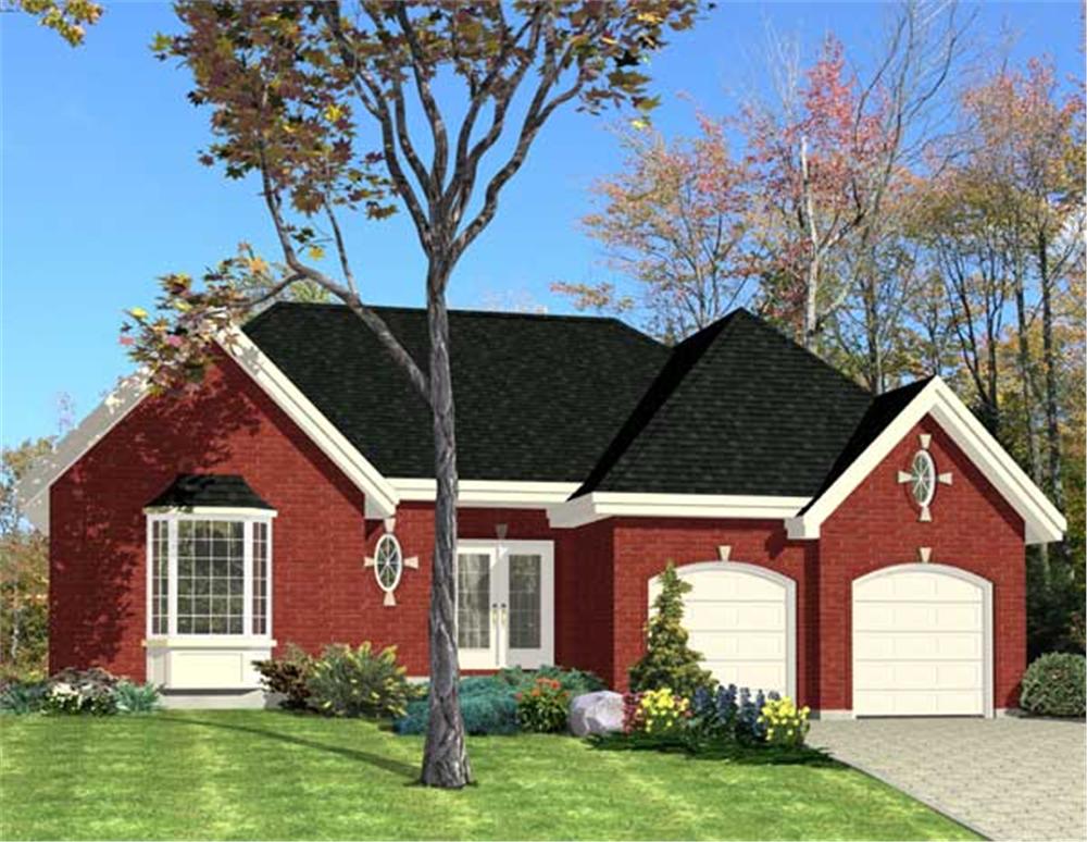 This is the front elevation (and a colorful one at that) for these Ranch Home Plans.