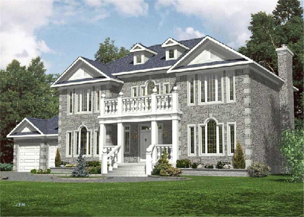 Front elevation of Colonial home (ThePlanCollection: House Plan #158-1247)