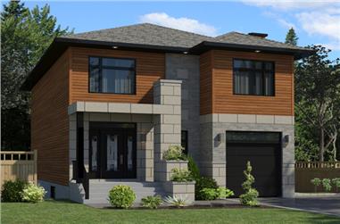 4-Bedroom, 1674 Sq Ft Contemporary House Plan - 158-1262 - Front Exterior