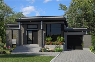3-Bedroom, 1268 Sq Ft Contemporary House Plan - 158-1263 - Front Exterior