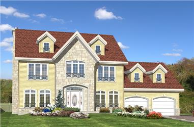 4-Bedroom, 2208 Sq Ft Colonial Home Plan - 158-1271 - Main Exterior