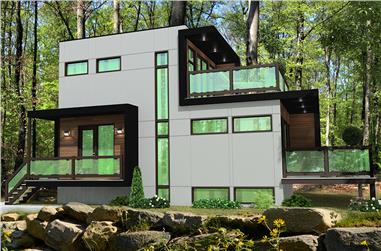 2-Bedroom, 832 Sq Ft Contemporary Home Plan - 158-1304 - Main Exterior