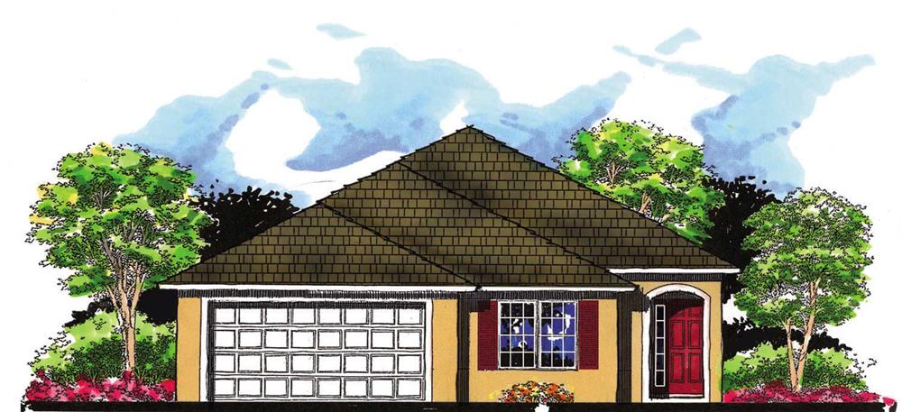 This is the front elevation for these Mediterranean Home Plans.
