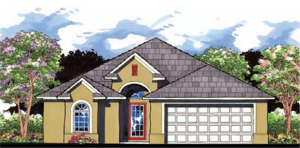 This is the front elevation for these Traditional House Plans.