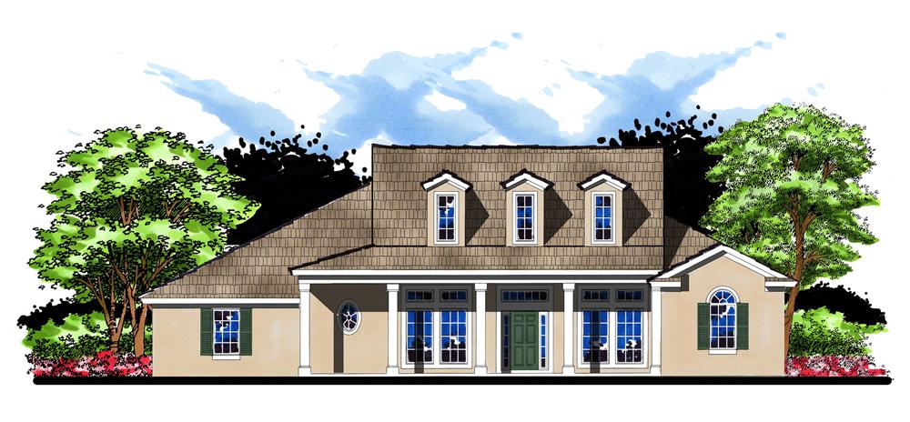 This is the front elevation for these Country Home Plans.