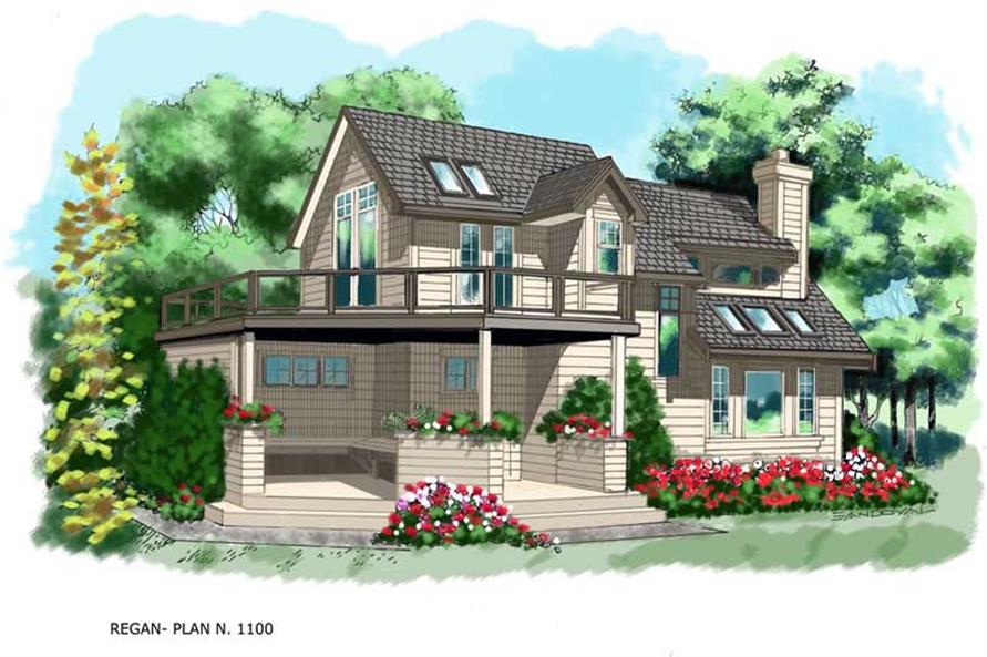 160-1009: Home Plan Rendering-Front View