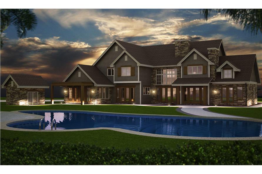 Home Plan Rear Elevation of this 6-Bedroom,5164 Sq Ft Plan -161-1003