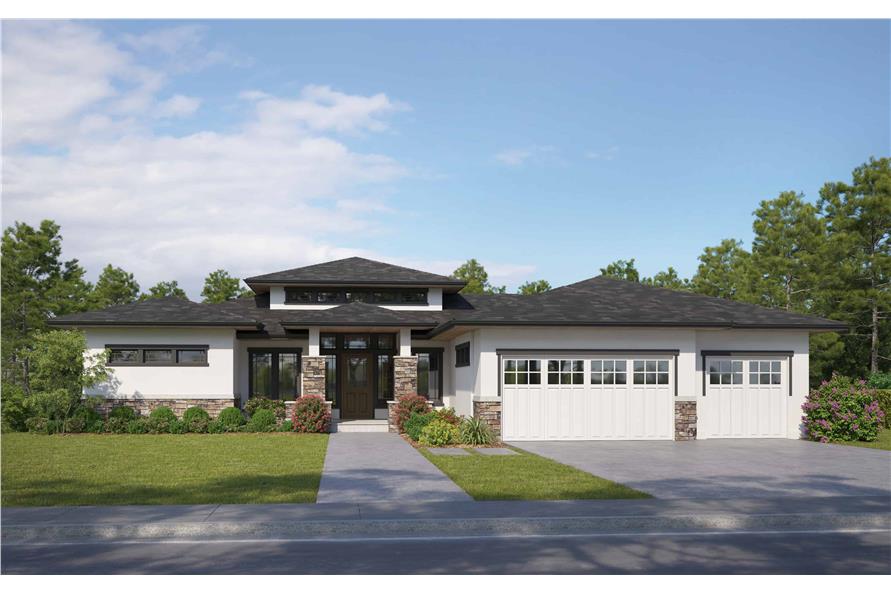 161-1085: Home Plan Rendering-Front View