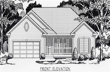 3-Bedroom, 1368 Sq Ft Country Home Plan - 162-1009 - Main Exterior