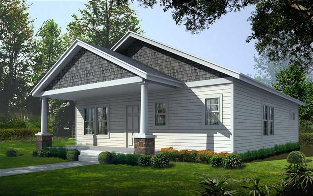Front elevation of Bungalow home (ThePlanCollection: House Plan #162-1015)