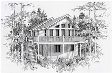 4-Bedroom, 2198 Sq Ft Log Cabin House Plan - 162-1030 - Front Exterior
