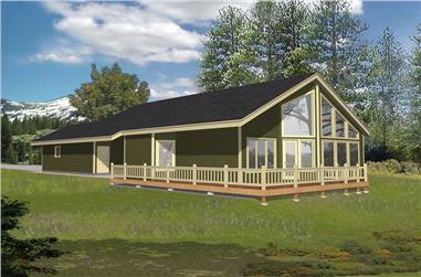 3-Bedroom, 2313 Sq Ft Log Cabin House Plan - 162-1052 - Front Exterior