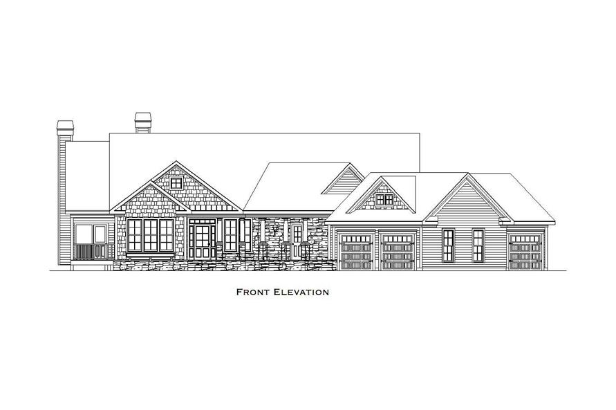 Home Plan Front Elevation of this 4-Bedroom,3504 Sq Ft Plan -163-1033