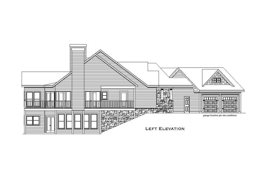 Home Plan Left Elevation of this 4-Bedroom,3504 Sq Ft Plan -163-1033