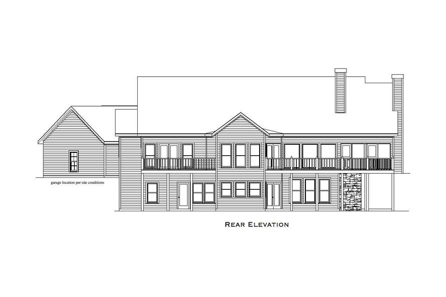 Home Plan Rear Elevation of this 4-Bedroom,3504 Sq Ft Plan -163-1033