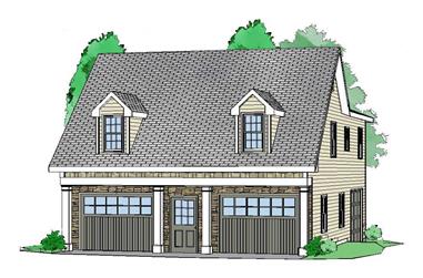 2-Bedroom, 1208 Sq Ft Garage w/Apartments House Plan - 163-1036 - Front Exterior