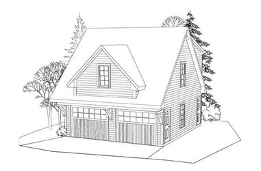 1-Bedroom, 507 Sq Ft Garage w/Apartments House Plan - 163-1039 - Front Exterior
