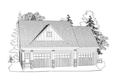 1-Bedroom, 796 Sq Ft Garage w/Apartments House Plan - 163-1040 - Front Exterior