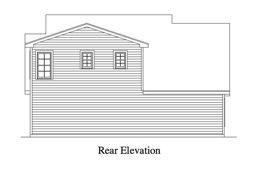 163-1052: Home Plan Rear Elevation - Garage