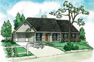 3-Bedroom, 1172 Sq Ft Country House Plan - 164-1030 - Front Exterior