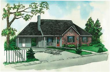 3-Bedroom, 1128 Sq Ft Country House Plan - 164-1032 - Front Exterior