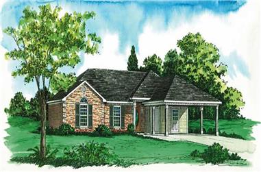 3-Bedroom, 1221 Sq Ft Country House Plan - 164-1037 - Front Exterior