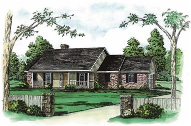 3-Bedroom, 2045 Sq Ft Country House Plan - 164-1061 - Front Exterior