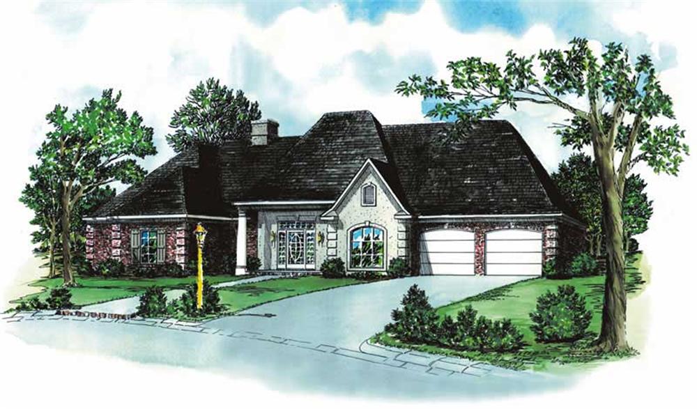 Front elevation of European home (ThePlanCollection: House Plan #164-1091)