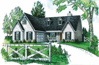 3-Bedroom, 1610 Sq Ft Country House Plan - 164-1172 - Front Exterior