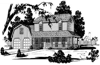 3-Bedroom, 1823 Sq Ft Country House Plan - 164-1180 - Front Exterior