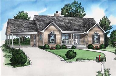 2-Bedroom, 987 Sq Ft Country House Plan - 164-1186 - Front Exterior