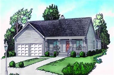 2-Bedroom, 1075 Sq Ft Country House Plan - 164-1188 - Front Exterior