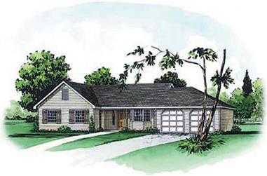 3-Bedroom, 1362 Sq Ft Country House Plan - 164-1199 - Front Exterior