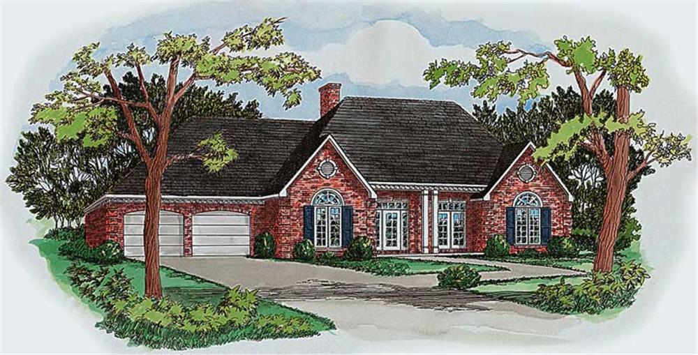 Front elevation of European home (ThePlanCollection: House Plan #164-1206)