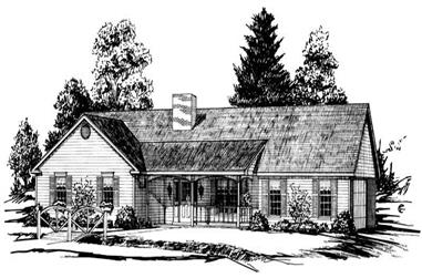 3-Bedroom, 1604 Sq Ft Country House Plan - 164-1208 - Front Exterior