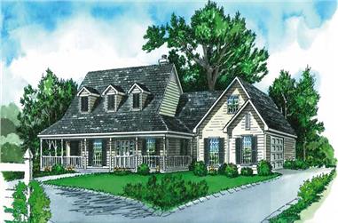 3-Bedroom, 1573 Sq Ft Country House Plan - 164-1213 - Front Exterior
