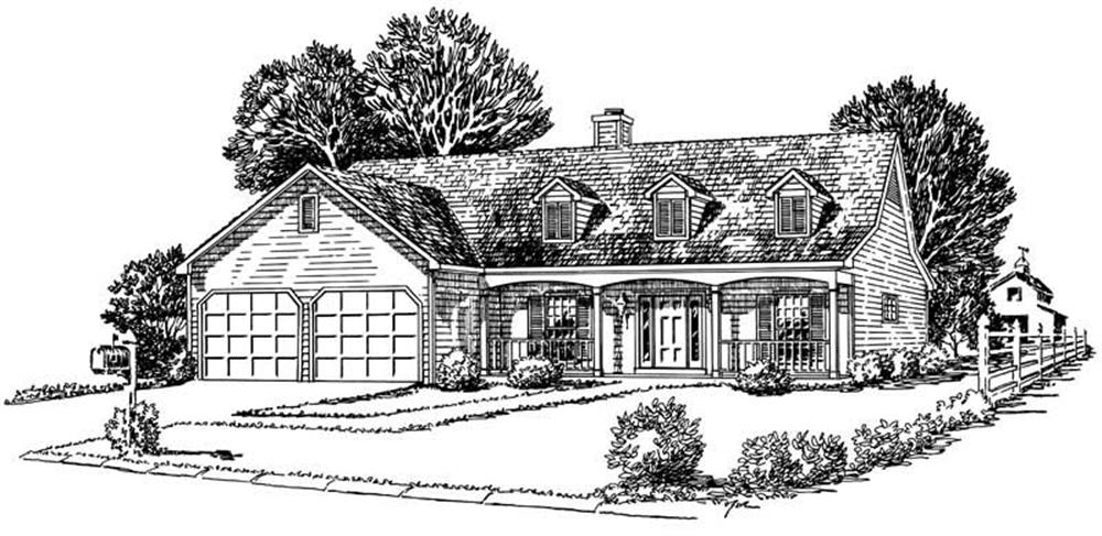 Front elevation of Cape Cod home (ThePlanCollection: House Plan #164-1217)