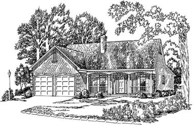 3-Bedroom, 1443 Sq Ft Country House Plan - 164-1218 - Front Exterior
