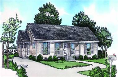 2-Bedroom, 1025 Sq Ft Country House Plan - 164-1236 - Front Exterior