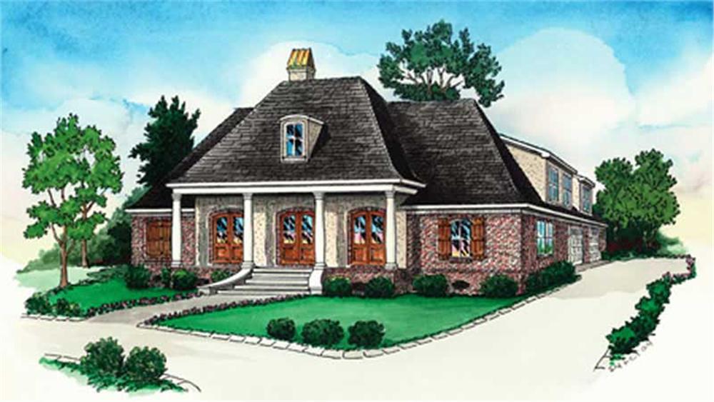 Front elevation of French home (ThePlanCollection: House Plan #164-1254)