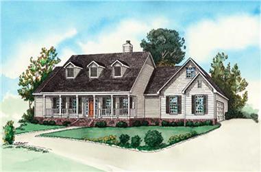 3-Bedroom, 1672 Sq Ft Country Home Plan - 164-1257 - Main Exterior