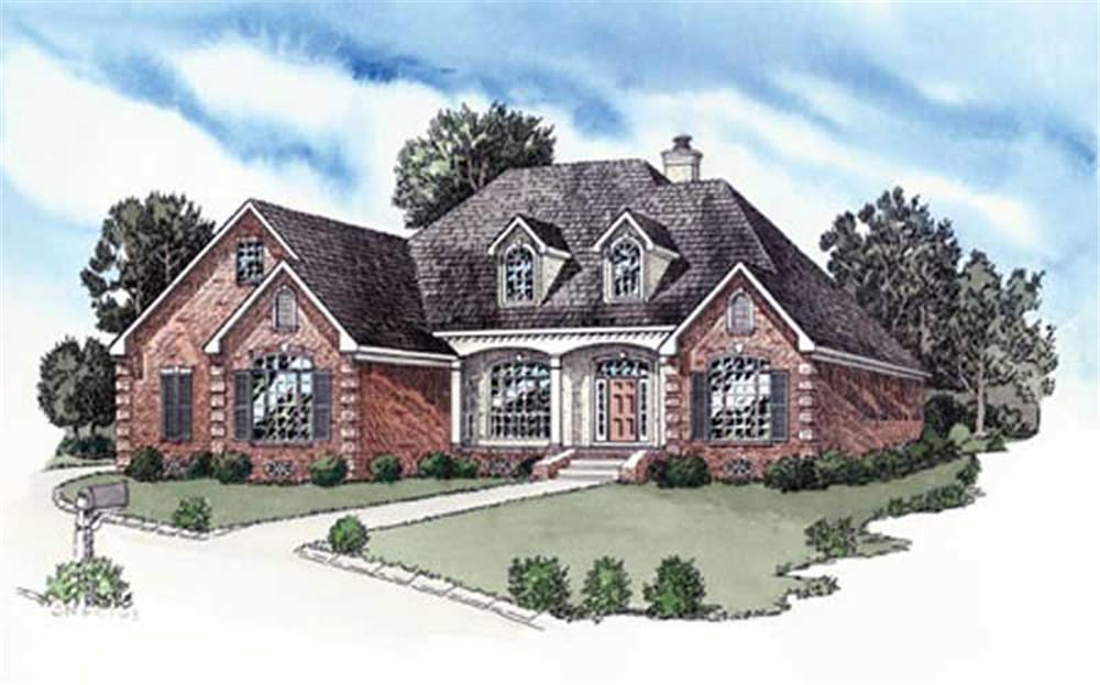Front elevation of European home (ThePlanCollection: House Plan #164-1269)