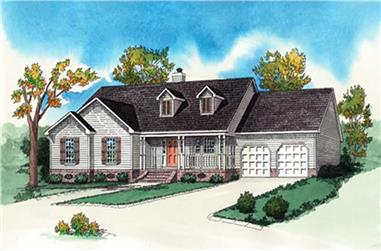 3-Bedroom, 1589 Sq Ft Country House Plan - 164-1290 - Front Exterior