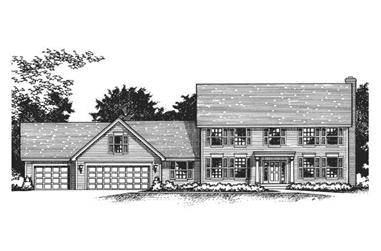 4-Bedroom, 2535 Sq Ft Colonial Home Plan - 165-1021 - Main Exterior