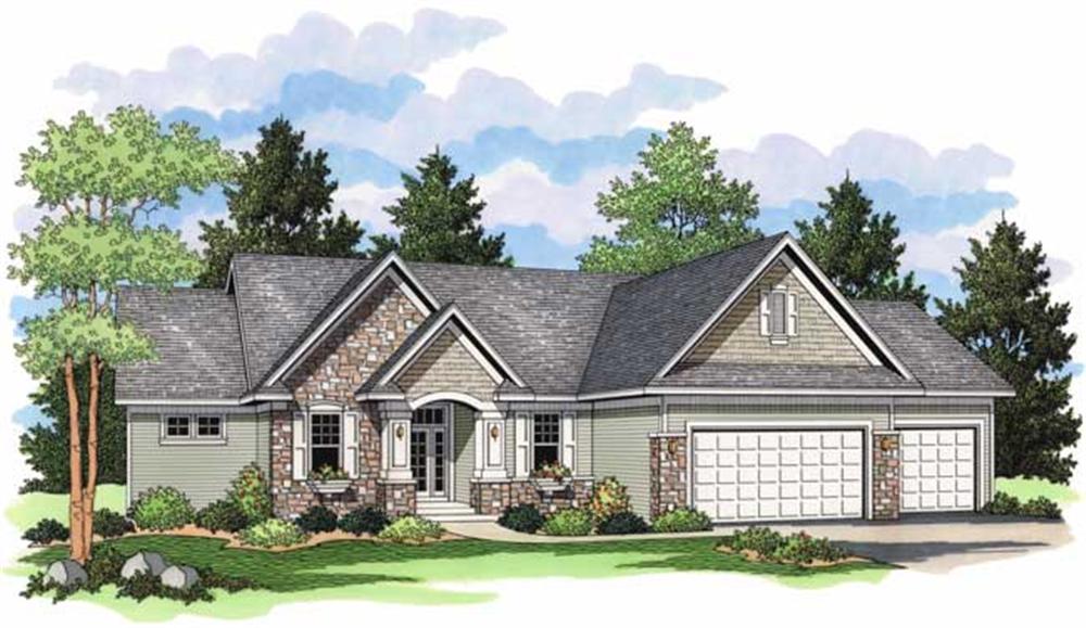 Country Homeplans CLS-3108 Colored Rendering.