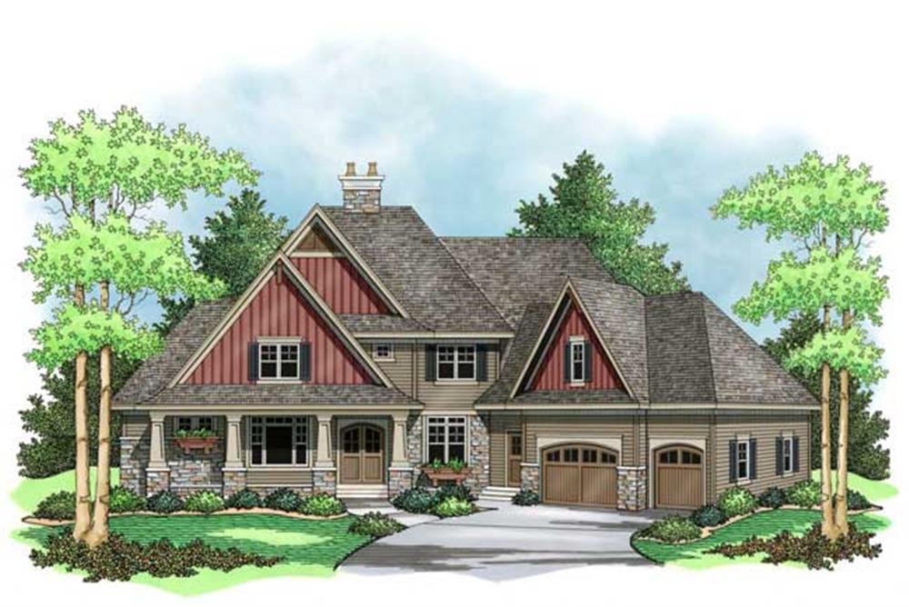 Colored rendering for country home plans CLS-4004.